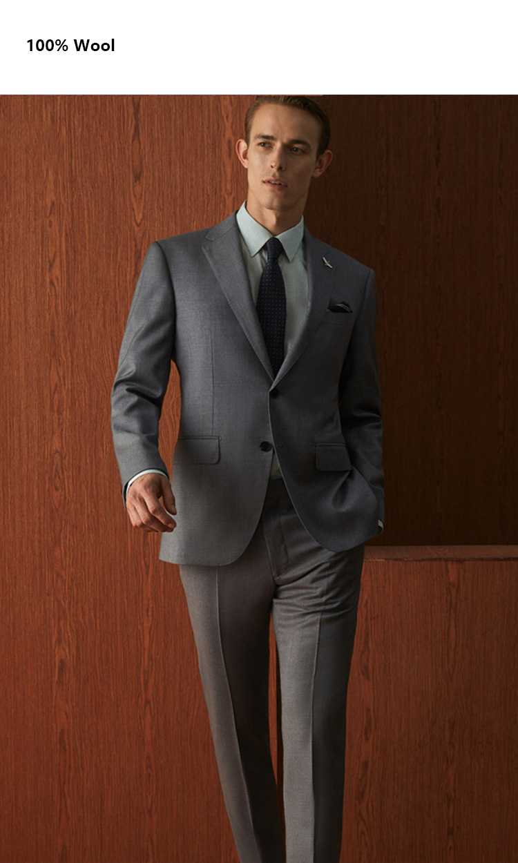 YUNKOX - Custom Gray Men's Suits