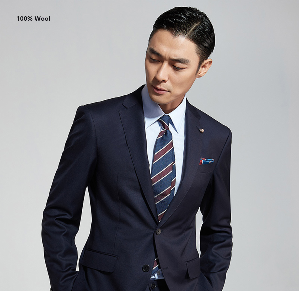 YUNKOX - Custom Navy Men's Suits
