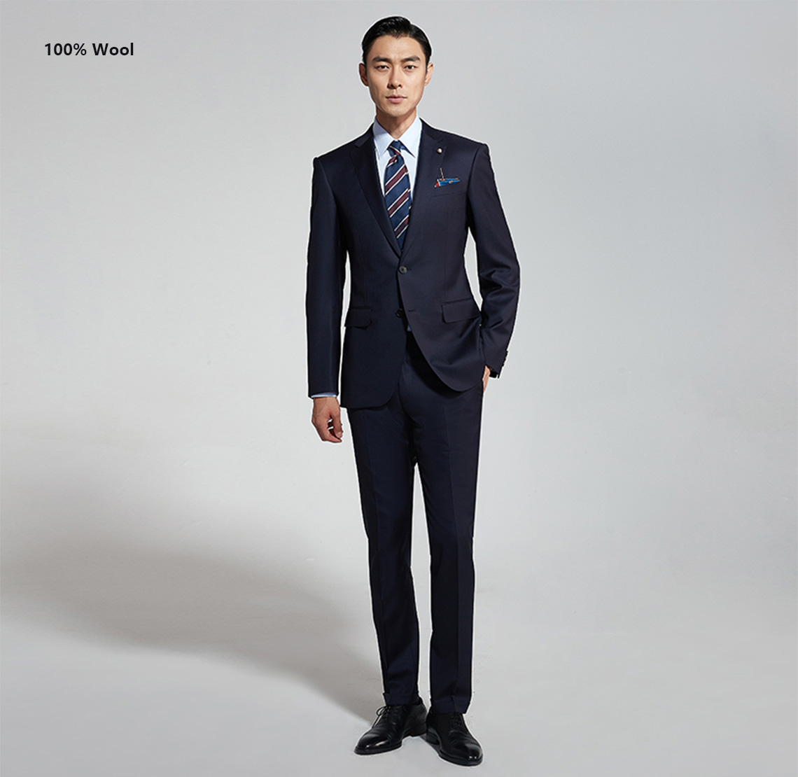 YUNKOX - Custom Navy Men's Suits