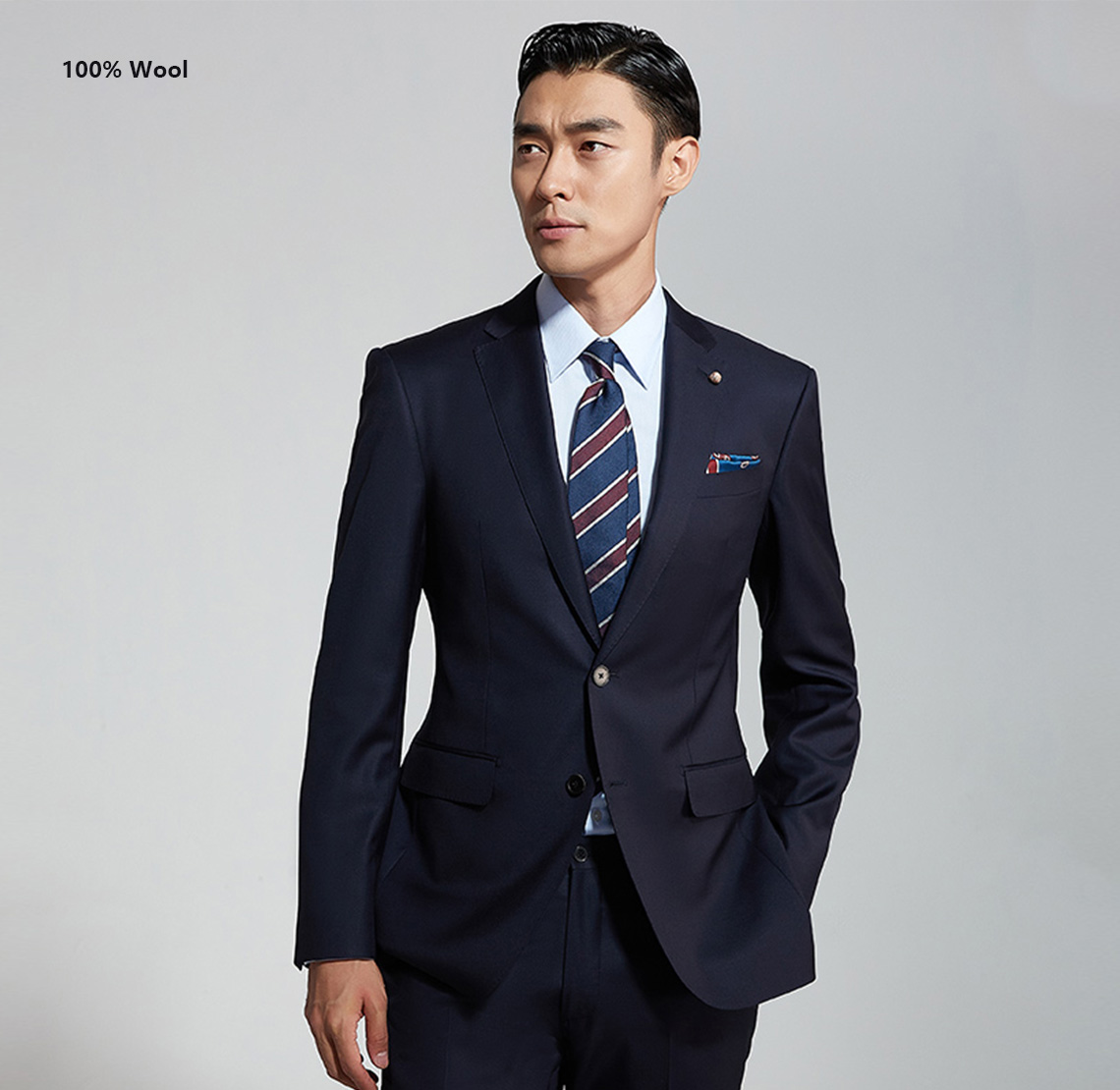 YUNKOX - Custom Navy Men's Suits