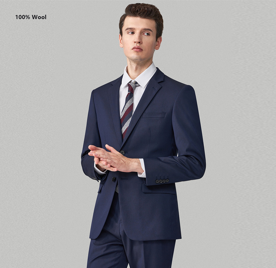 YUNKOX - Custom Navy Men's Suits