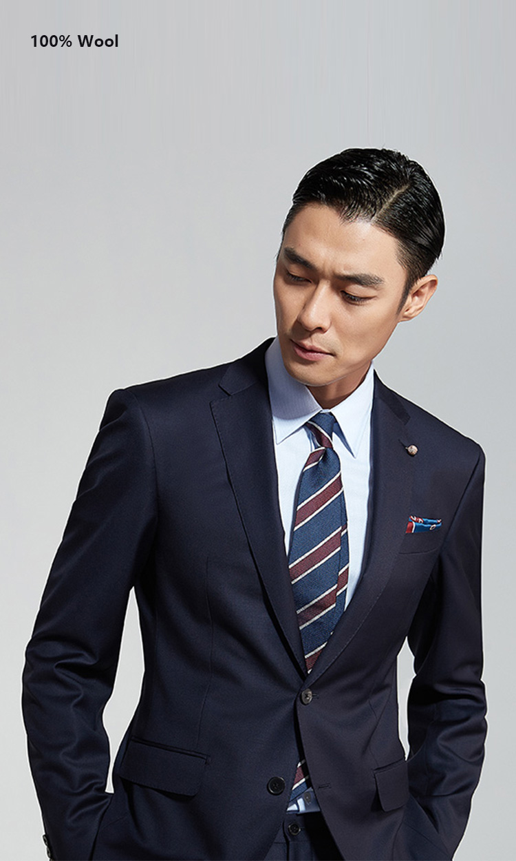YUNKOX - Custom Navy Men's Suits