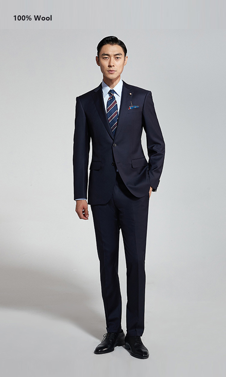 YUNKOX - Custom Navy Men's Suits