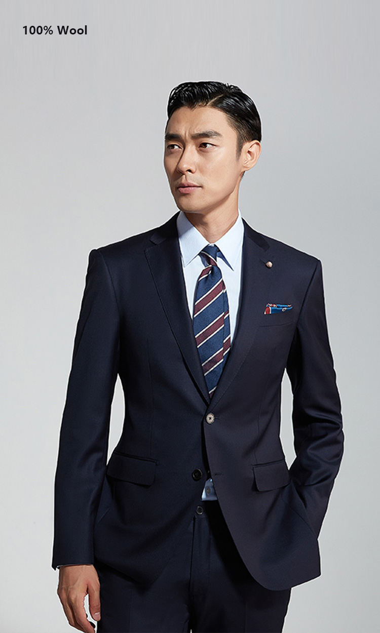 YUNKOX - Custom Navy Men's Suits