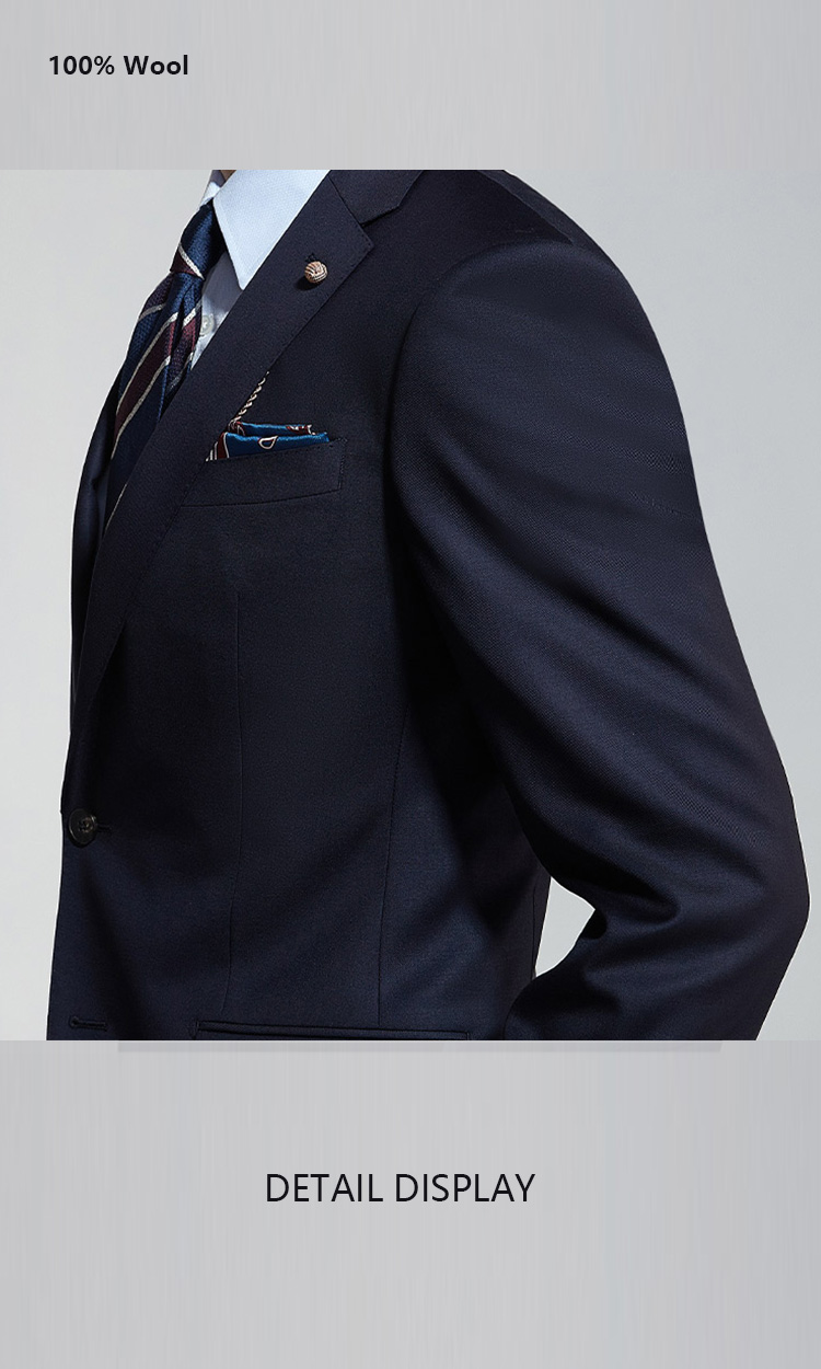 YUNKOX - Custom Navy Men's Suits