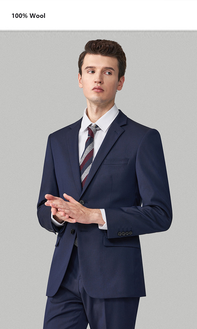 YUNKOX - Custom Navy Men's Suits