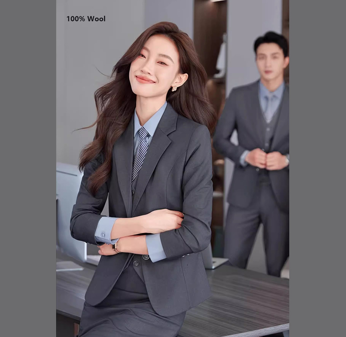 YUNKOX - Custom Gray Women's Suits